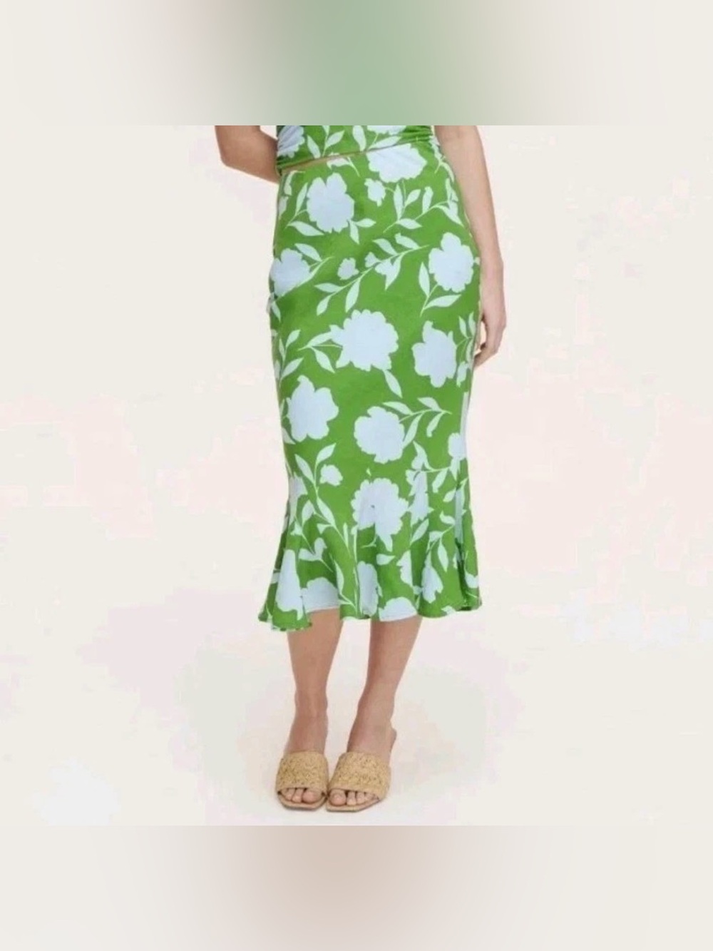 Kate Spade x Target Floral Green & Light Blue Midi Skirt